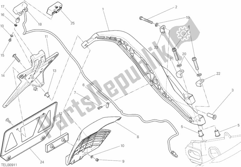 Alle onderdelen voor de 21a - Plaathouder van de Ducati Scrambler Cafe Racer 803 2020